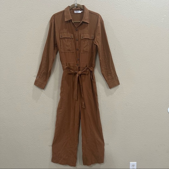 Anthropologie Greylin One Piece Jumpsuit Womens Brown Sz L Boho Party Preppy EUC - Picture 1 of 12